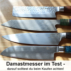 Damastmesser Test kaufen Vergleich, Küchenmesser aus Damast, Damastzenerstahl Messer